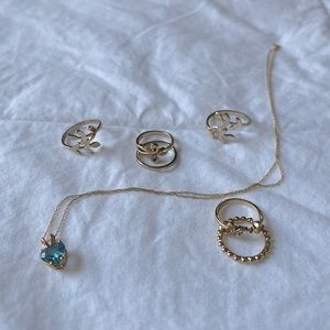 Neclace and midi rings bundle